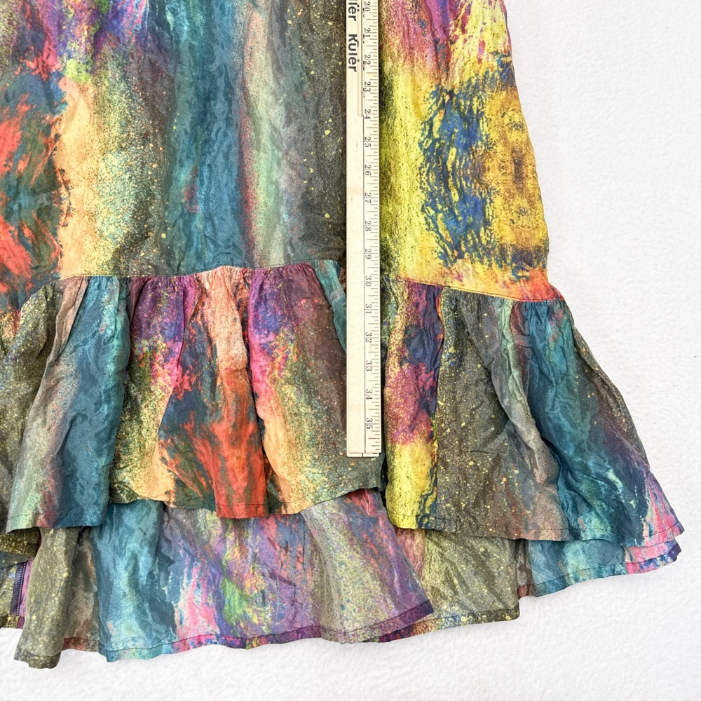 Bryn Walker Dress Size Large Zen Taffeta Nebulosa Abstract Cosmic Ruffled Hem - Picture 7 of 7